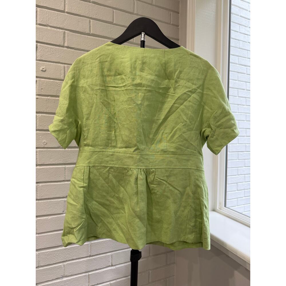 Pistachio Green Linen Jacket Women M Statement Button Artsy Lagenlook - Picture 5 of 5